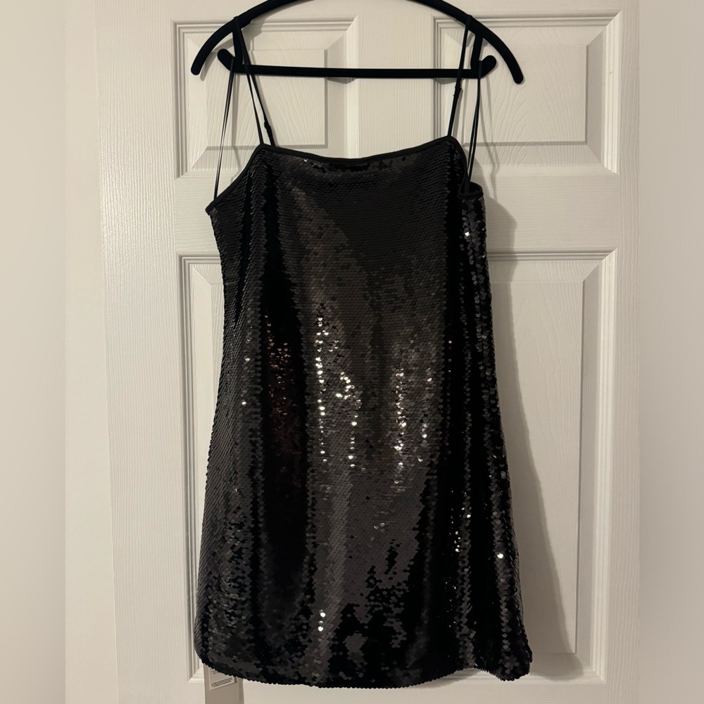 Abercrombie & Fitch Black Sequin square neck Mini Dress -NWT
